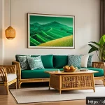 베트남에서 유명한 디자이너 - A modern Vietnamese living room interior showcasing innovative bamboo furniture with sleek, minimali...